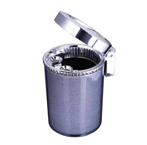 Silver car ashtray with solid mold fill and foam sealing ring for cup holder fit over 7cm