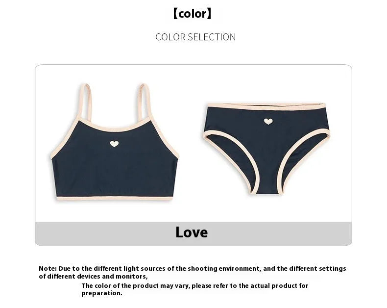Dark blue split baby girls' swim briefs with high elasticity pattern for swimming ages 1-6 years