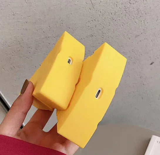 Yellow silicone protective cover for AirPods 1 2 and AirPods Pro 3 generation earphone cases.