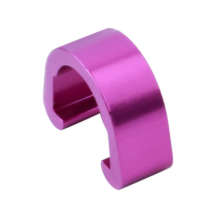 Pack of ten aluminium alloy C-shaped buckles in assorted colours including black, blue, gold, green, pink, purple, red, and silver.