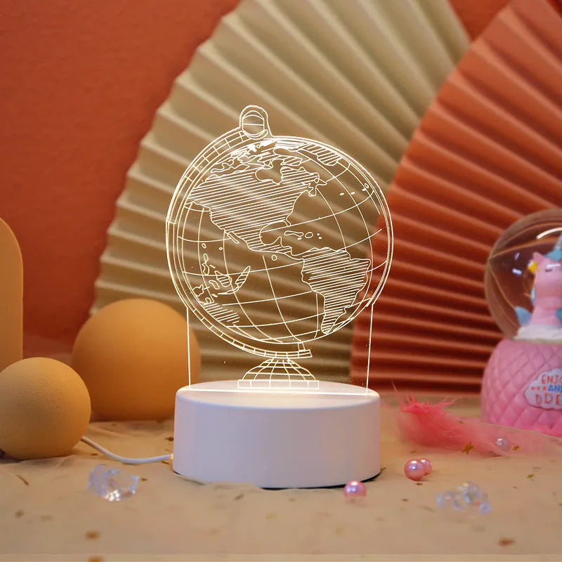 USB touch night light with acrylic board showing three colour temperatures, white, warm, and neutral light