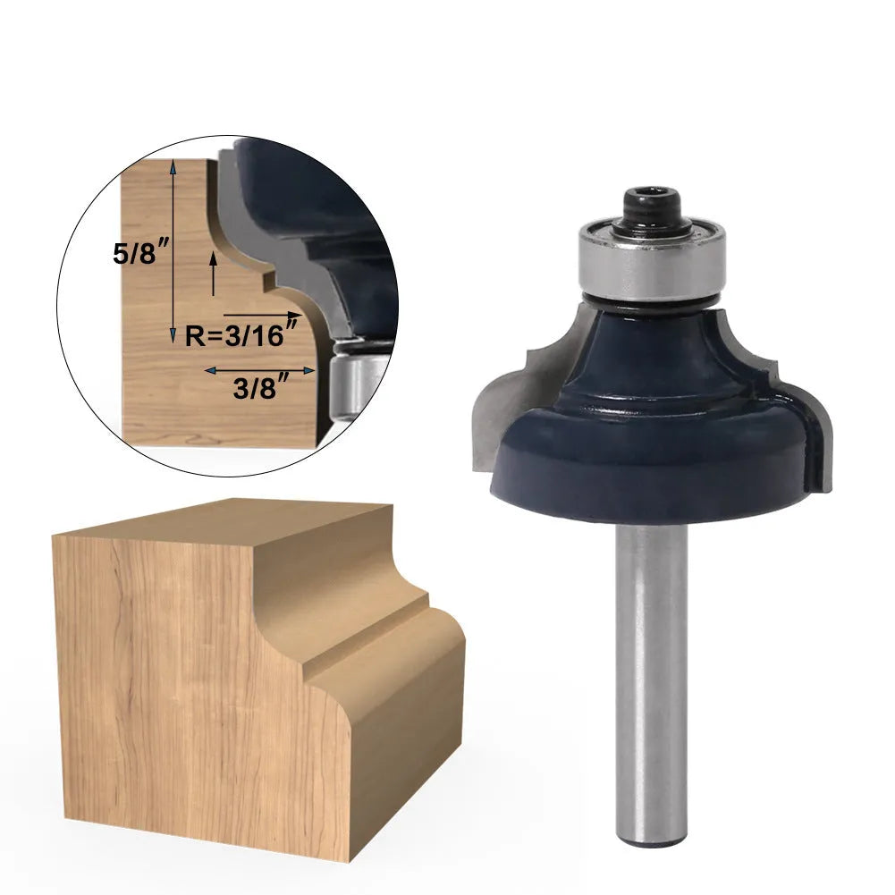 4-piece 6mm shank ogee edging and molding router bit set for cabinet line modeling