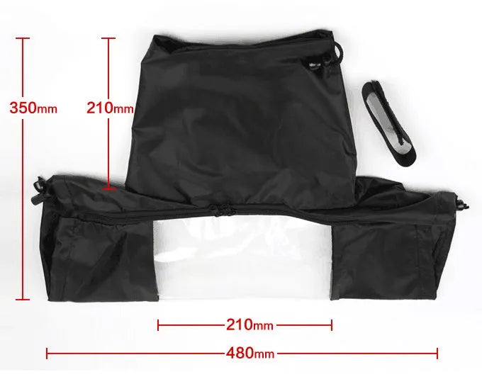 Single lens reflex camera rainproof cover with clear plastic window and zipper closure