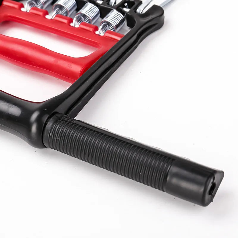 Multifunctional tension device with carbon steel wire spring and engineering plastic body, shown in dual-purpose and triple-purpose sizes.