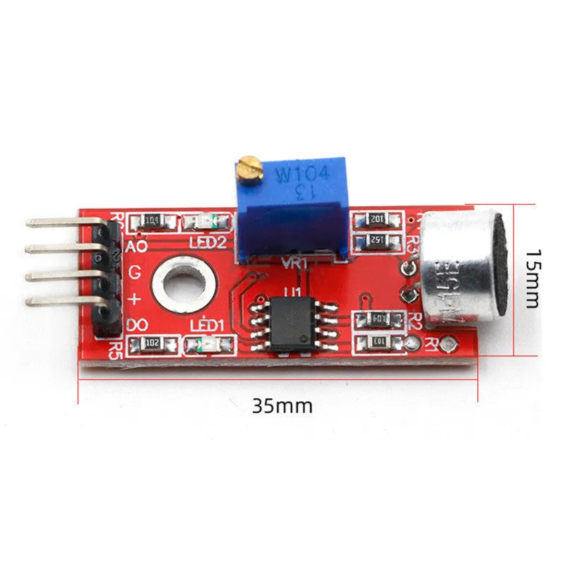 KY-037 high sensitivity microphone sensor module with 3mm screw hole on a white background