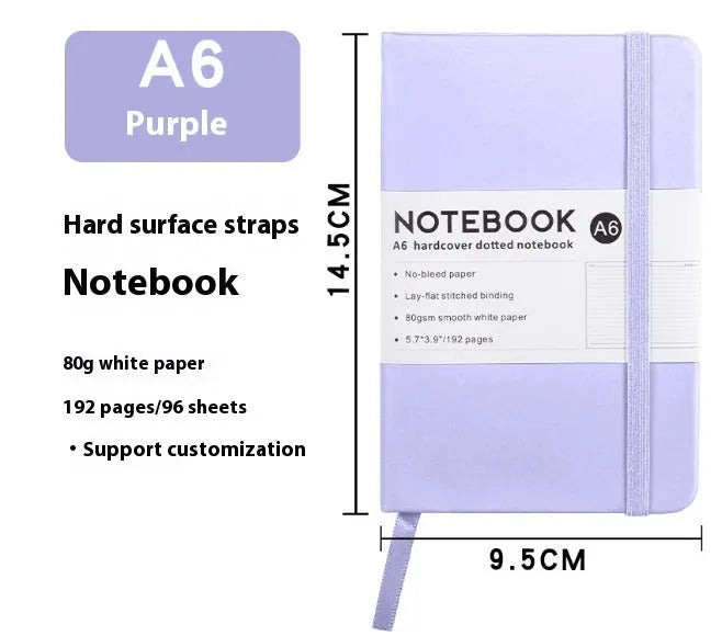 A5 soft skin-feel Pu leather notebook with lined pages, shown in a selection of available colours.