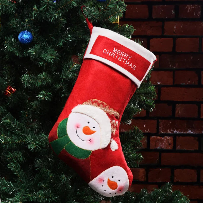 Non-woven fabric Christmas stocking candy bag with elk, old man, and snowman designs