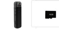 Black HD camera recorder with back clip and magnetic mount, including 16GB memory card
