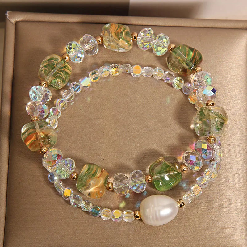 Korean fashion women's irregular crystal bracelet in purple with rhinestone accents