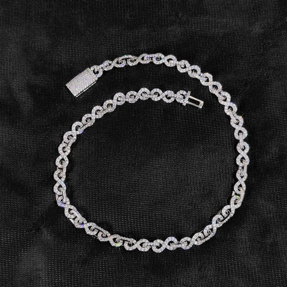 Platinum copper men's chain necklace and bracelet set with 8mm width on neutral background