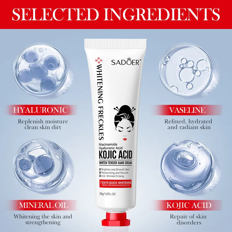 Kojic acid hand cream 30g tube for white skin rejuvenation and autumn winter moisturising
