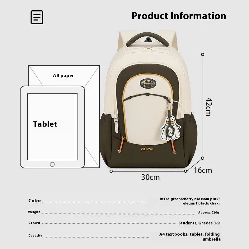 Large capacity leisure travel backpack in cherry blossom powder colour with curved shoulder straps