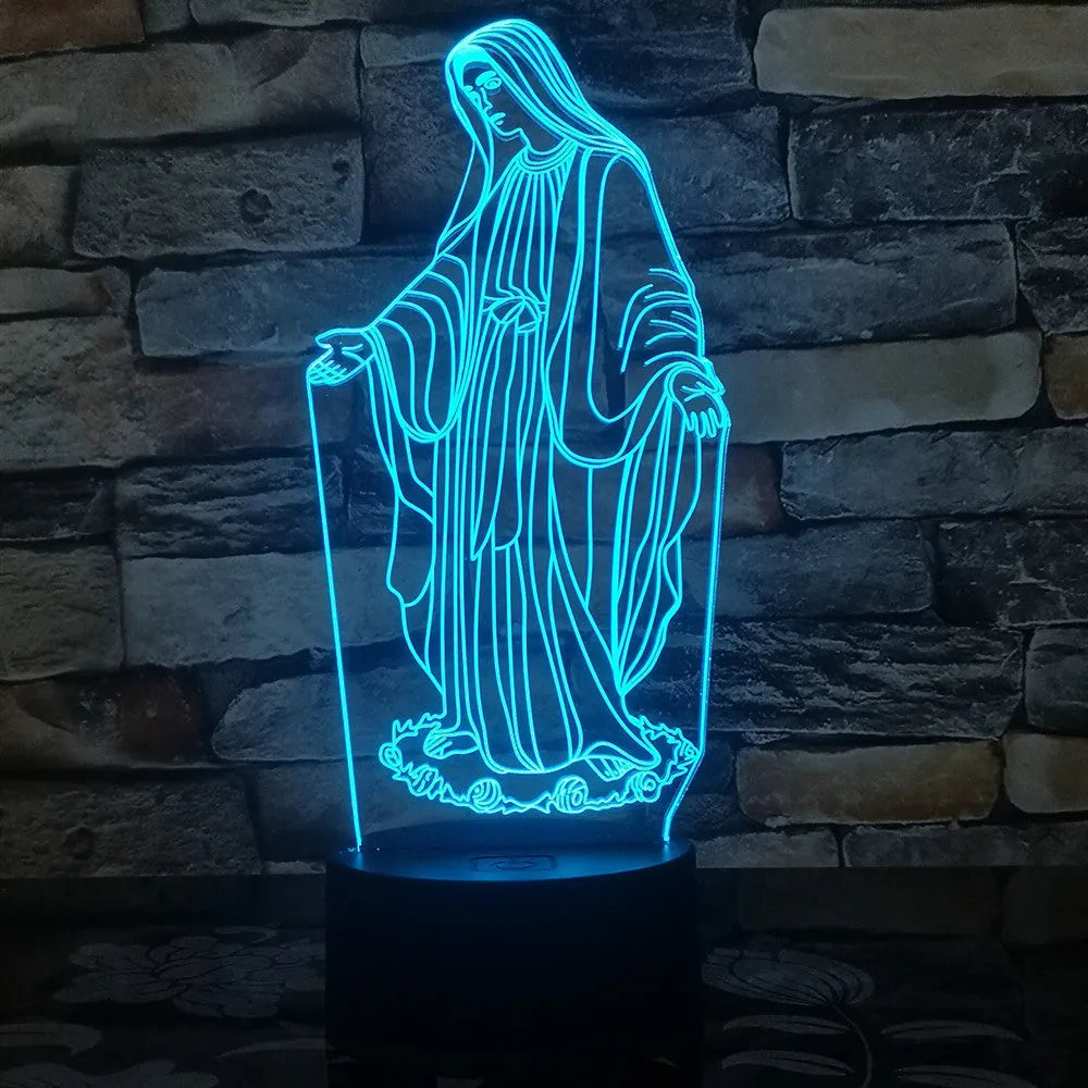 3D LED night light showing laser-engraved acrylic creating stereoscopic dual ring patterns