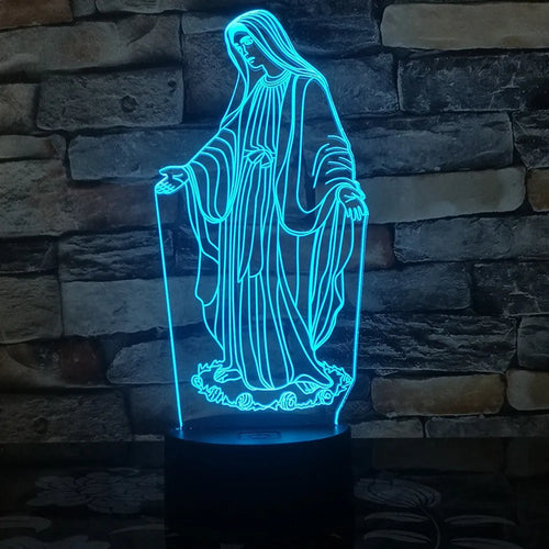 3D LED night light showing laser-engraved acrylic creating stereoscopic dual ring patterns