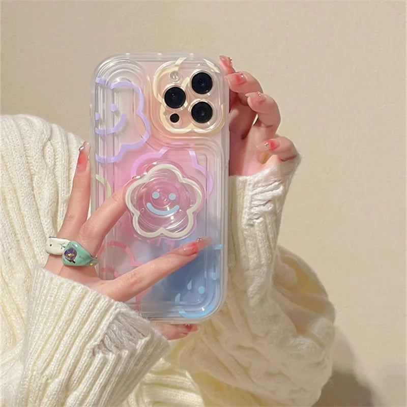 Halo dyed sun flower TPU rear cover phone case for Apple iPhone 11 to 14 Pro Max in picture colour