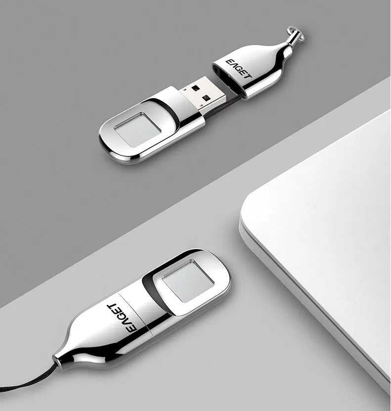 Fingerprint encryption metal USB 2.0 flash drive in 32GB 64GB capacity