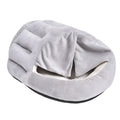 Grey semi-closed curtain cat nest, 50x40cm, short plush and PP cotton, indoor winter pet bed