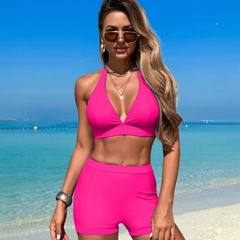 Women's sleeveless two-piece bikini swimsuit in a choice of colours.