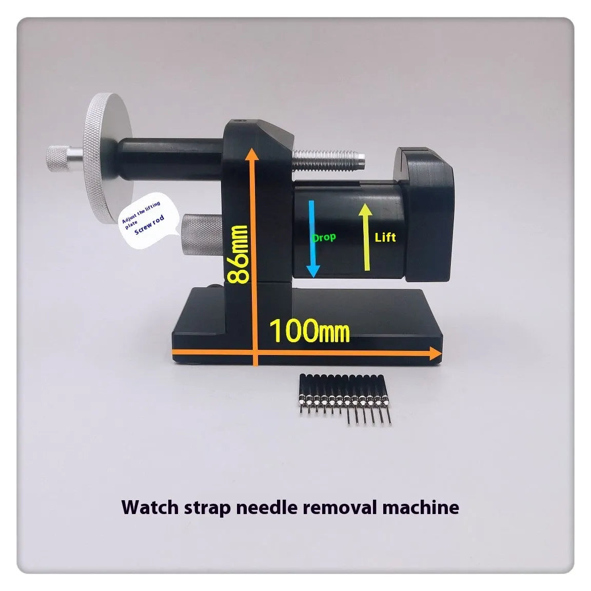 Professional alloy steel watch strap removal machine tool set for bracelet dismantling.