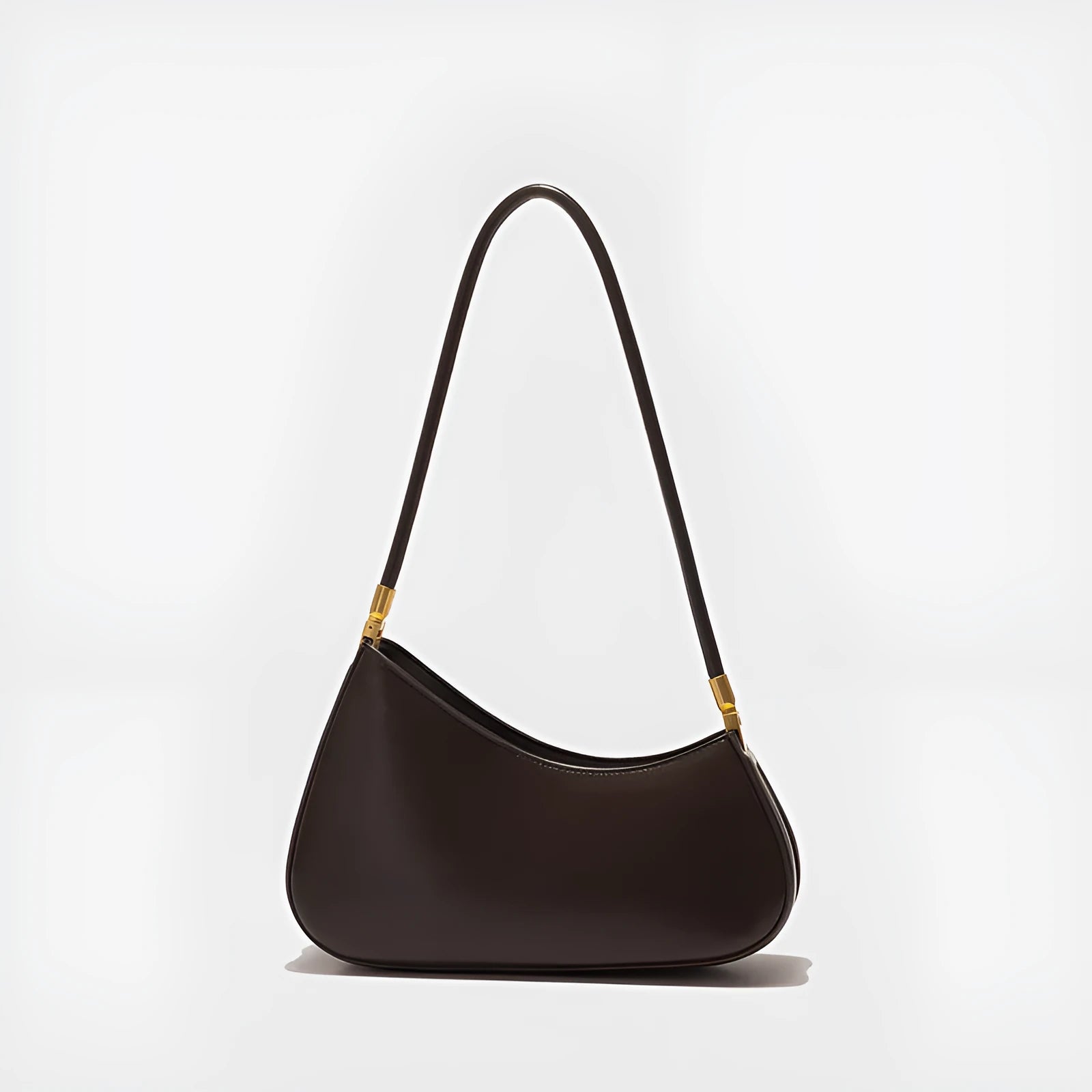 Women's oval PU leather underarm bag in retro style with single shoulder strap