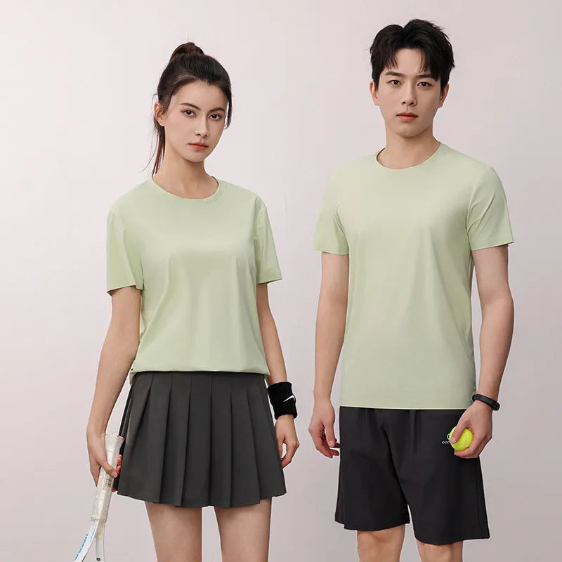 Men's ice silk quick-dry t-shirt in slim fit with short sleeves available in five solid colours
