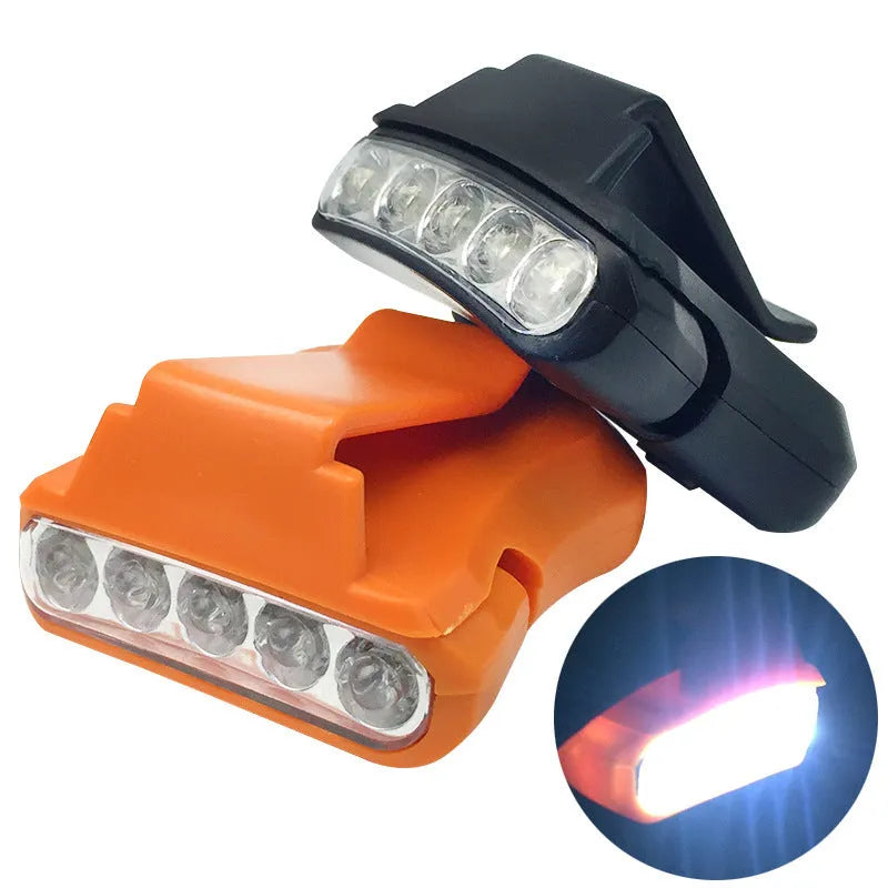 5LED cap lamp brim clip headlamp for outdoor camping hiking fishing in black