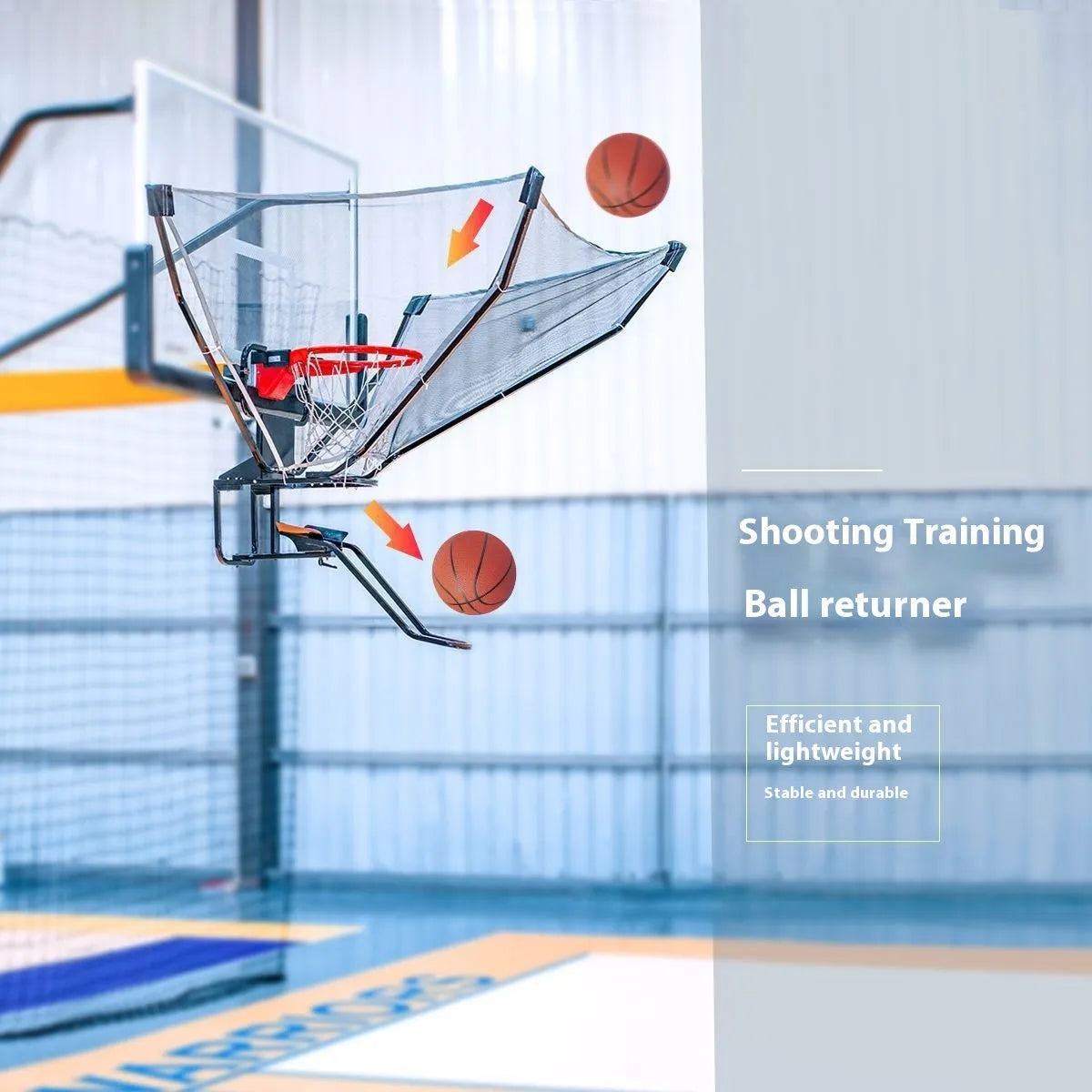 Automatic basketball training ball return machine for solo shooting practice.