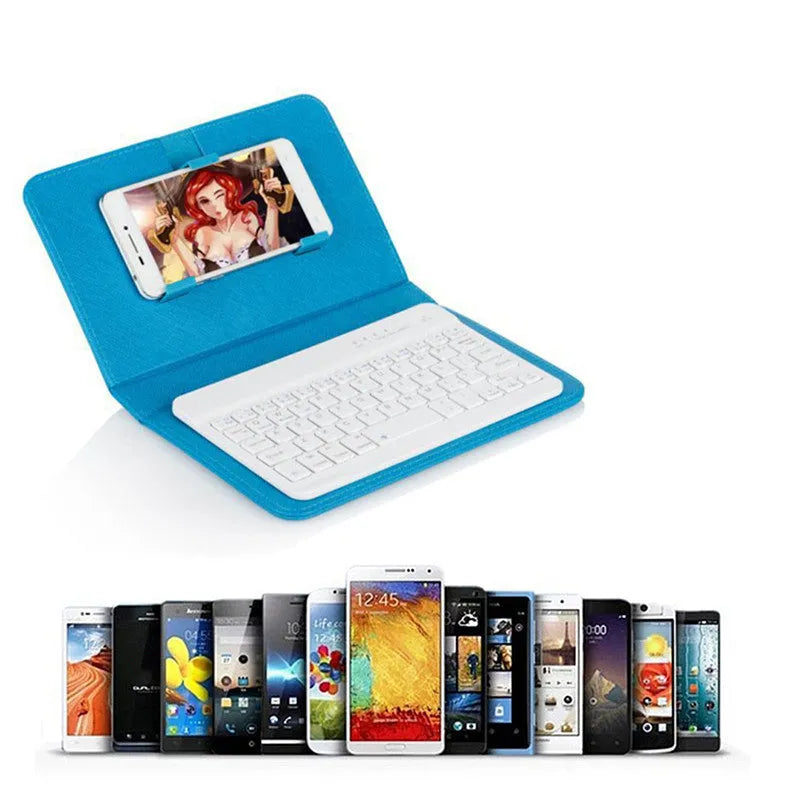Bluetooth keyboard holster case for mobile phones with integrated stand in multiple colour options