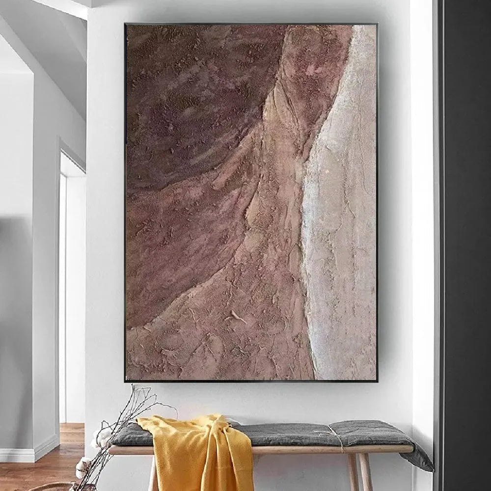 Handmade brown texture abstract oil painting on rolled frameless canvas for modern wall decor