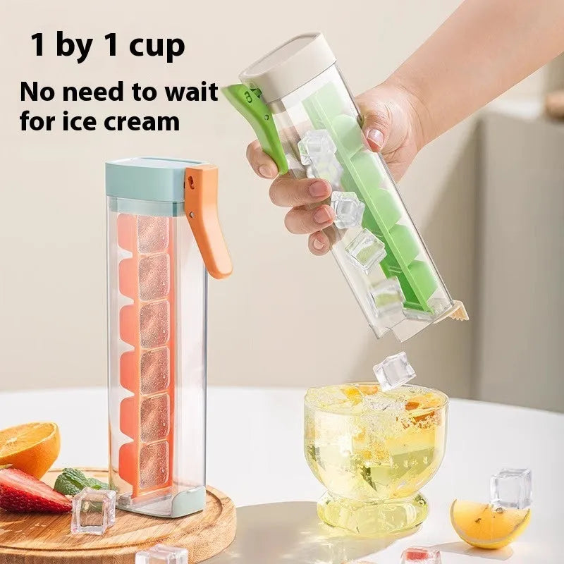 Food-grade PET ice cube tray with press release mechanism in Maldives blue or pearl white colour