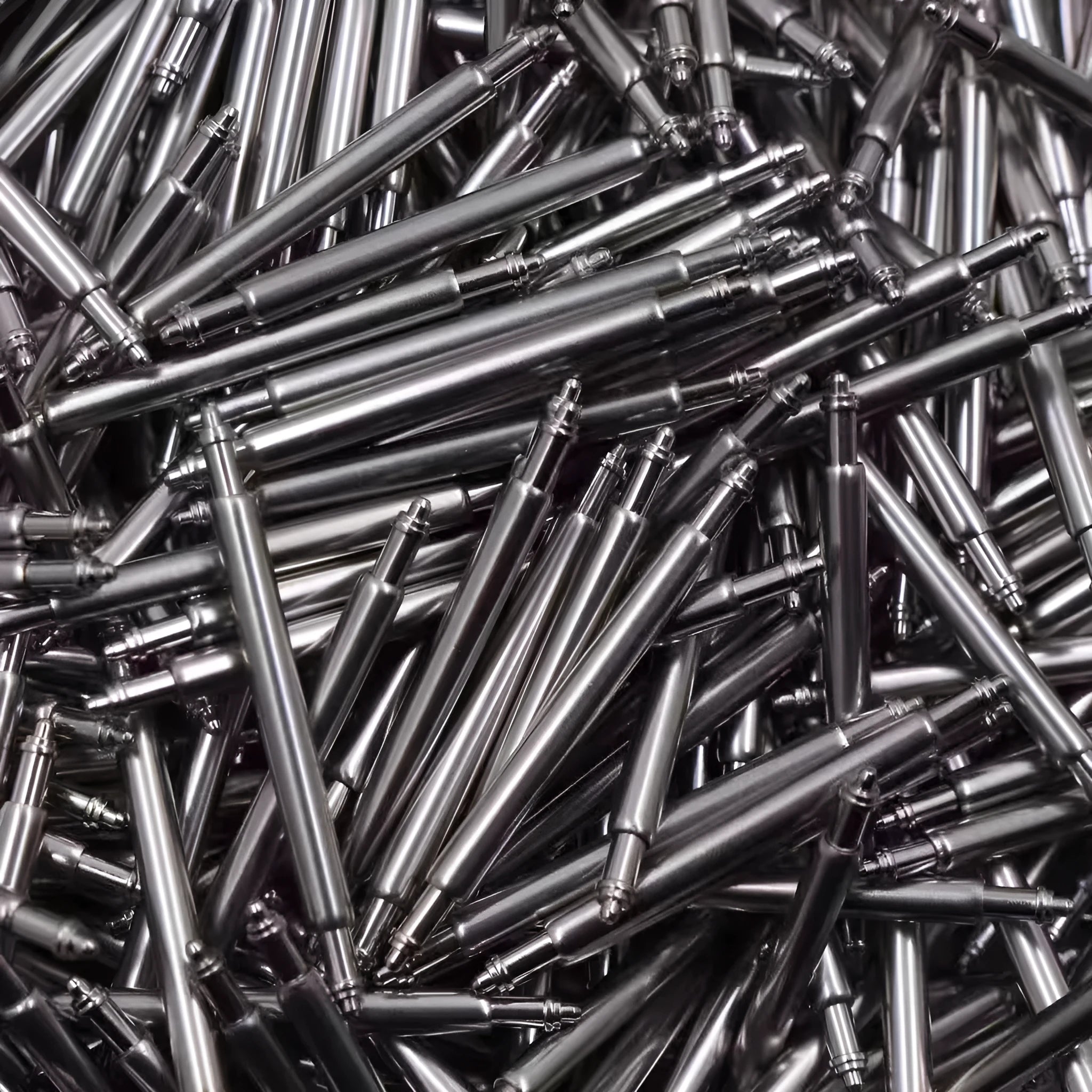 Six metal watch spring shafts for strap repair in sizes 21mm to 26mm