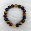 Tiger eye natural stone bracelet with loose round beads on 18cm chain