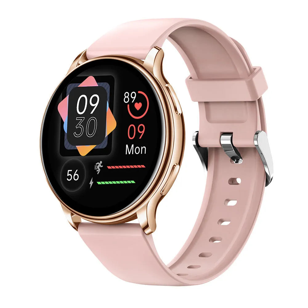 Smart couple watch with round screen, silicone strap, aluminium alloy case, and 29-35mm dial
