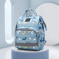 Oxford fabric mummy bag in geometric pattern, square vertical shape, 40x25x17cm, with outer pocket and double shoulder straps