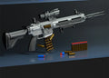 M416 soft bullet gun in black plastic with 100cm length, side view showing magazine and barrel