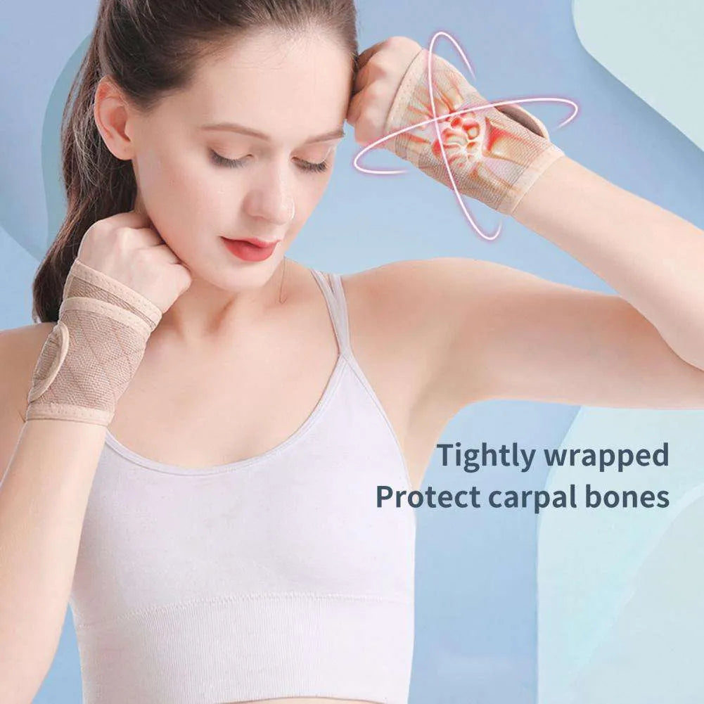 Adjustable wrist brace for carpal tunnel support, black unisex design with hook-and-loop strap