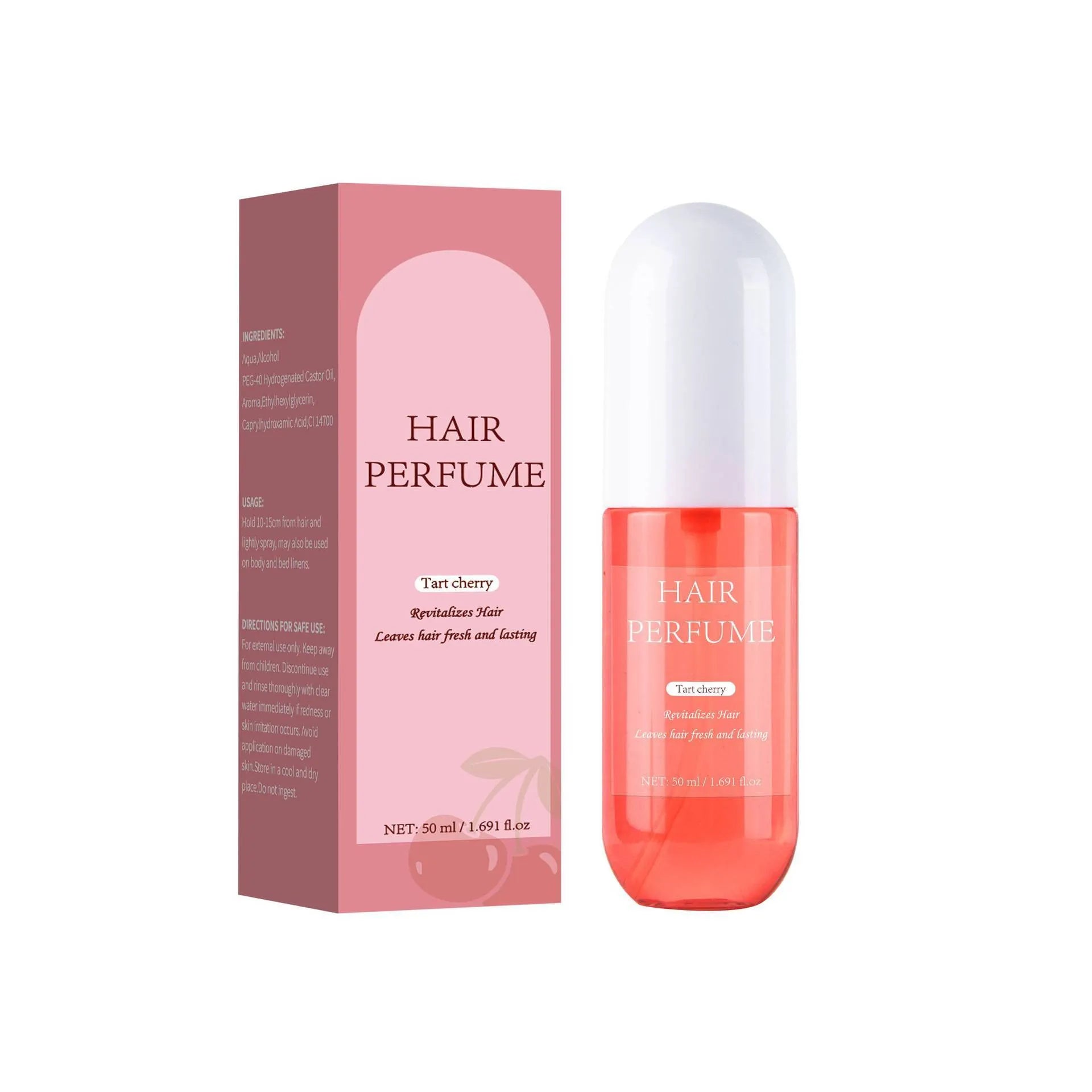 Sour cherry hair perfume 50ml bottle with spray cap for hair fragrance application