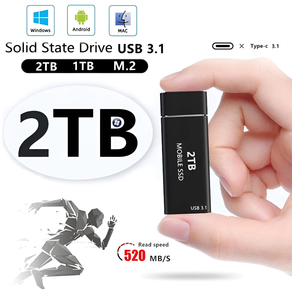 High-speed mobile solid state drive with PCI-E interface, 1.8 inch, 7mm thick, available in black with TLC flash memory