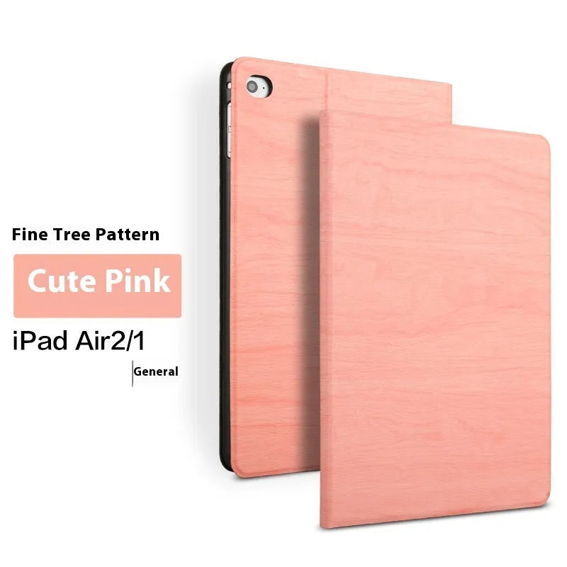 Sapphire blue imitation leather iPad cover with a built-in universal sleep bracket on the back.