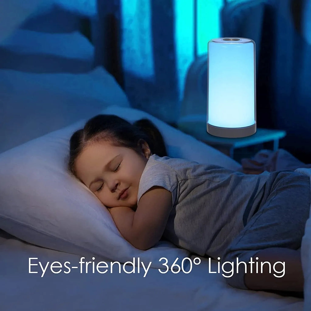 Smart touch sensing LED table lamp with acrylic lampshade, compact 125mm square base, USB powered, modern simple style