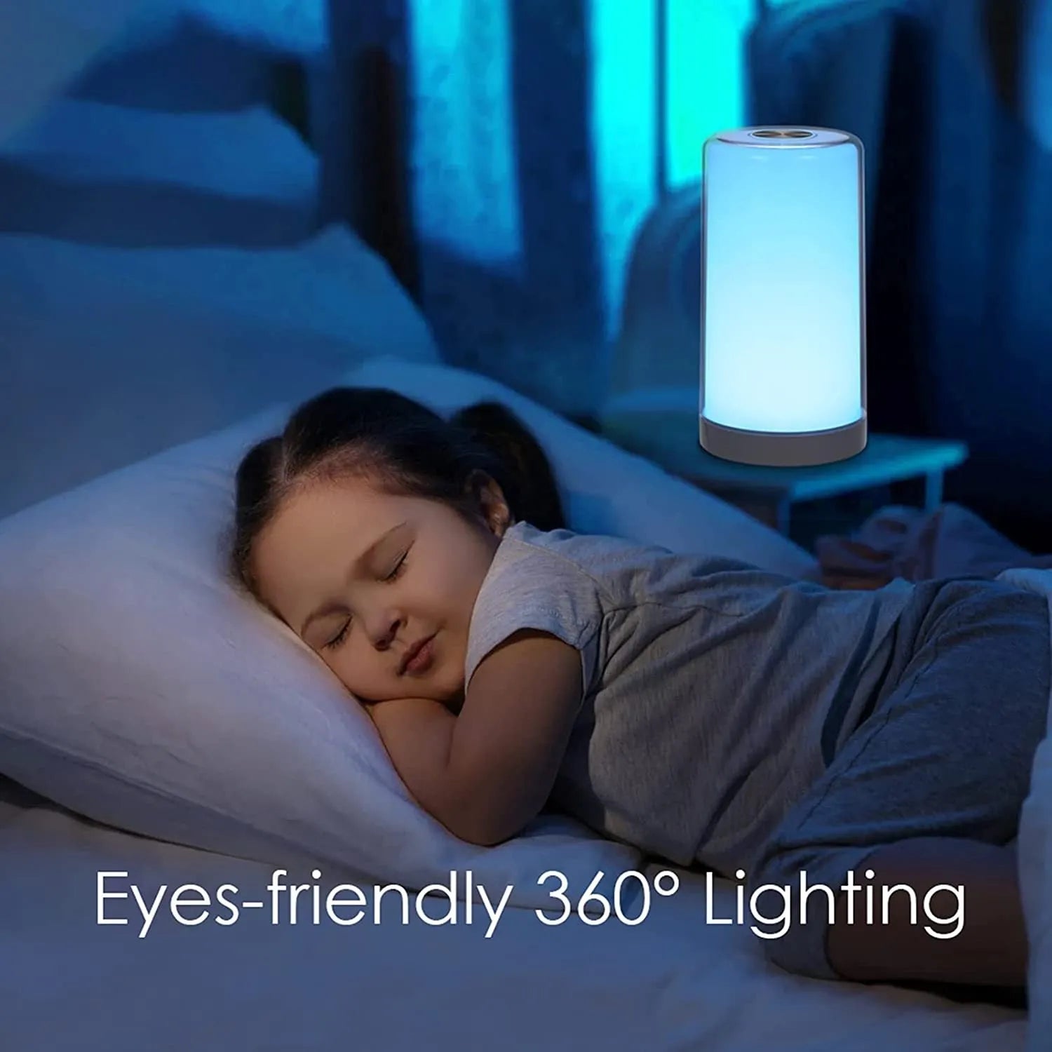 Smart touch sensing LED table lamp with acrylic lampshade, compact 125mm square base, USB powered, modern simple style