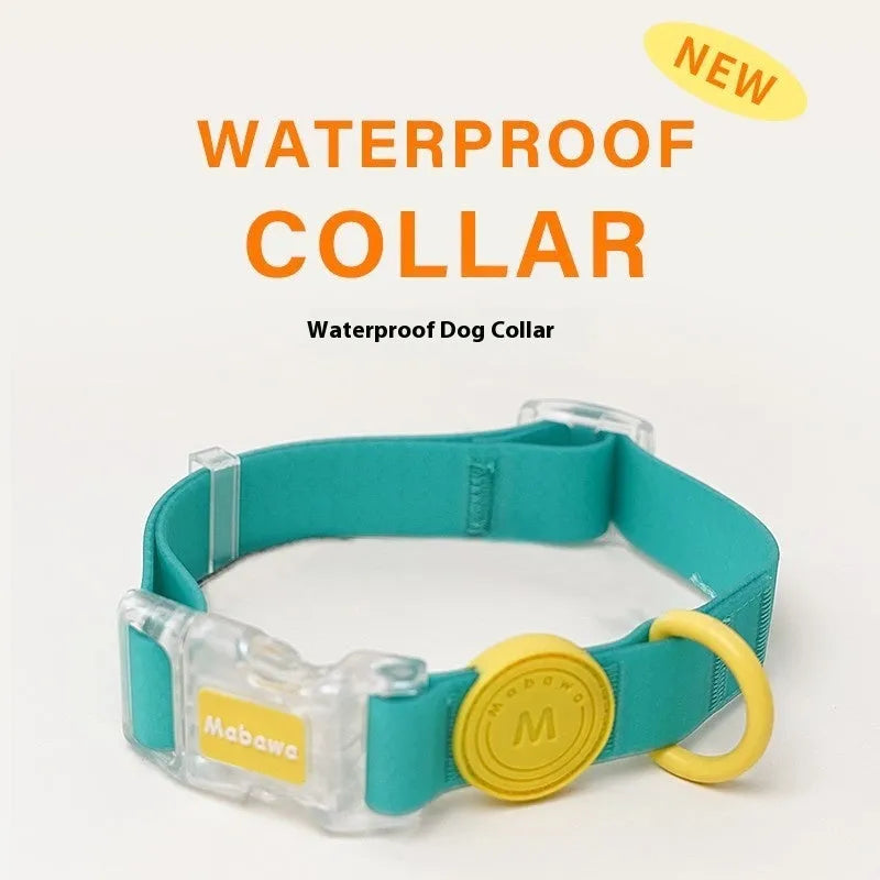 Nylon dog collar and hand holding rope set in four colour options with adjustable lengths