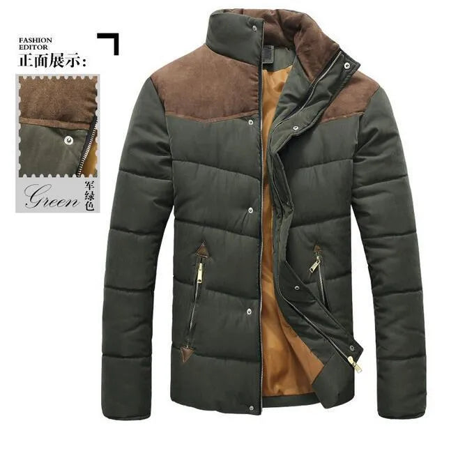 Casual winter outerwear jacket in blue for men and women, lightweight warm coat, front view