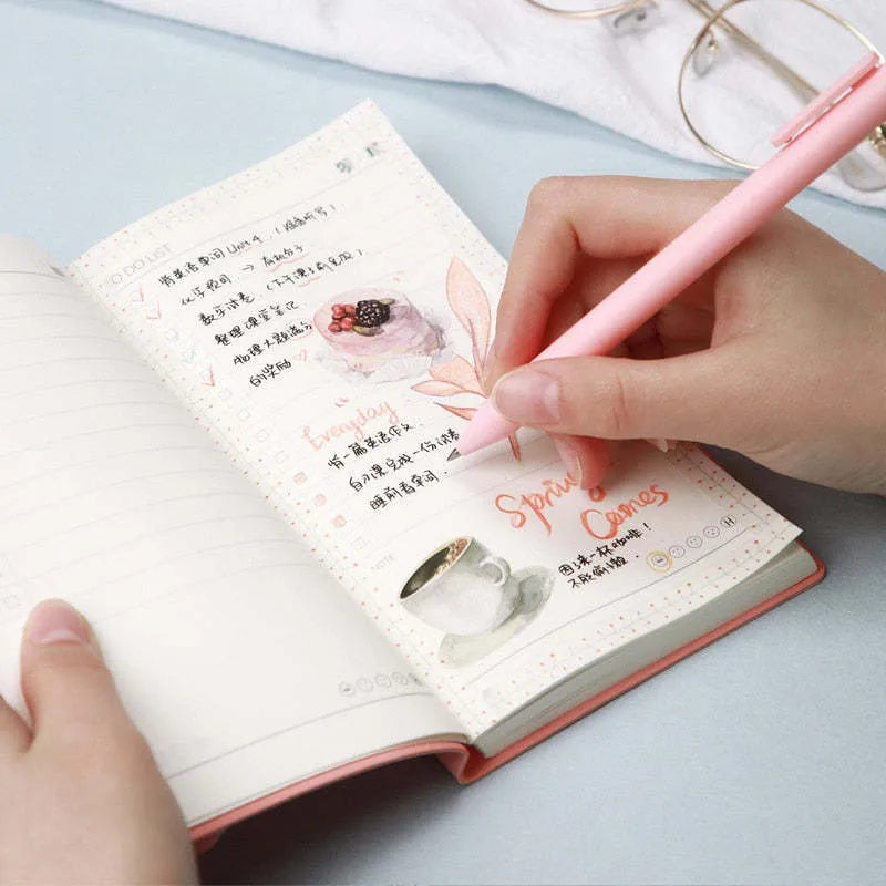 Simple Style A6 notebook with PU cover in four colour options showing 96 pages of eye protection writing paper