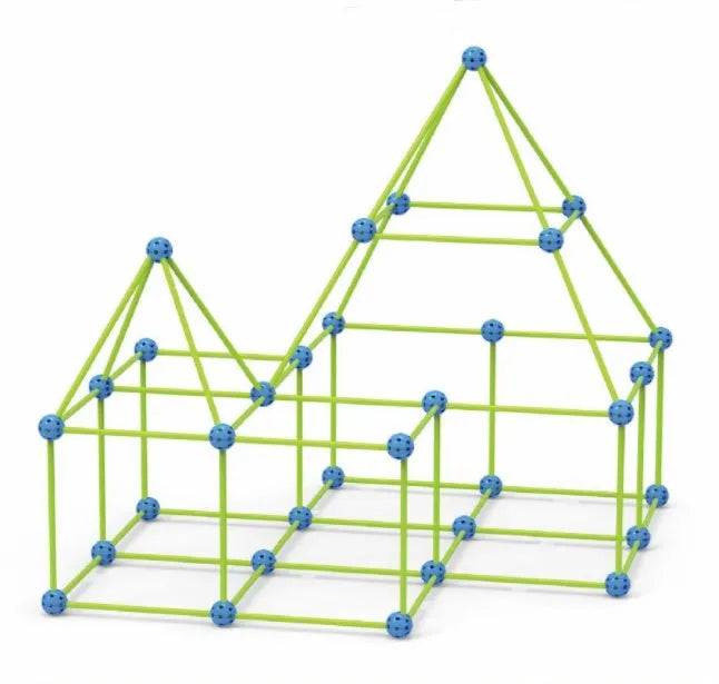 Children's plastic fort building kit with rods, balls, and storage bag for creating tents castles tunnels
