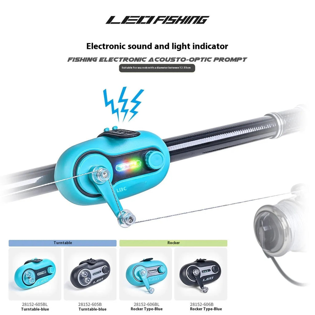 Intelligent automatic night fishing rod alarm with induction lamp in black rocker style