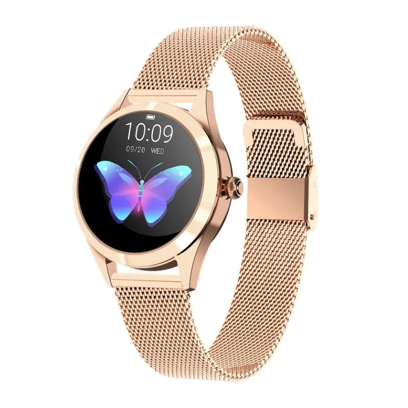 Women's sports smartwatch with heart rate monitoring in black, rose gold, silver or white colours