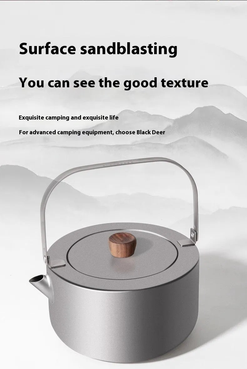 Titanium alloy 1.2L camping teapot for outdoor boiling