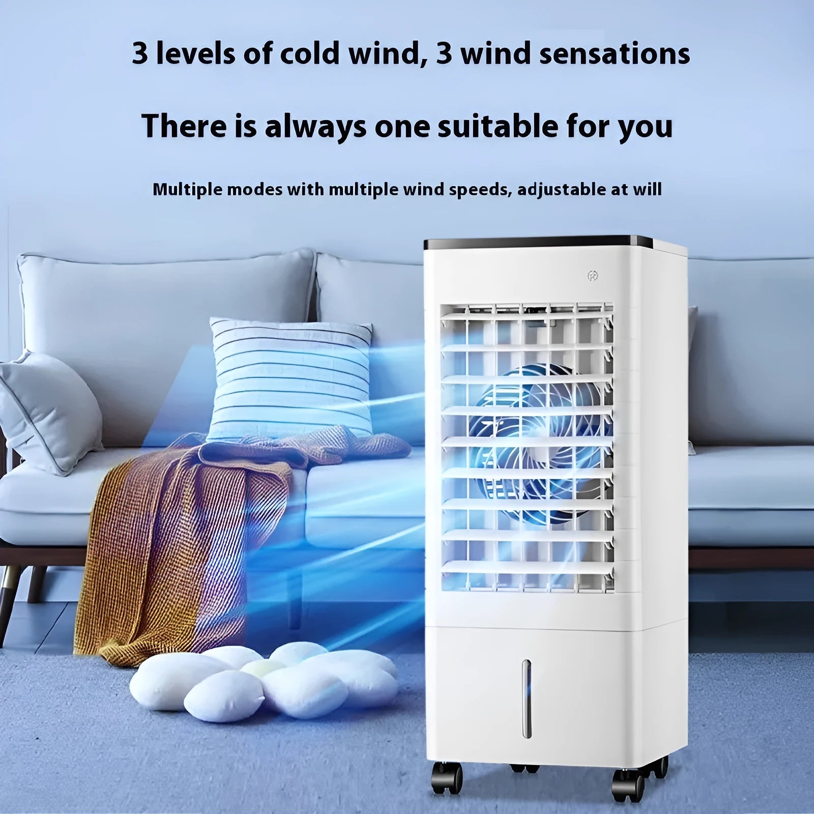 Household refrigeration fan with voice remote control, cold water cooling, white model