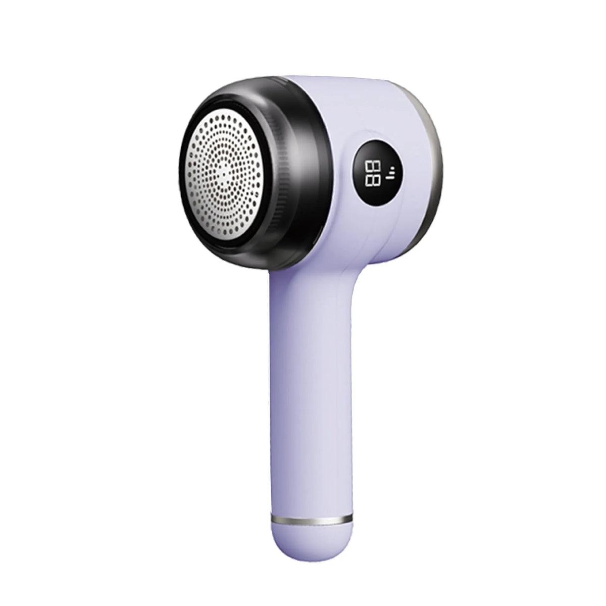 Rechargeable fur ball trimmer in white or purple with ABS body and charging cable for household fabric care